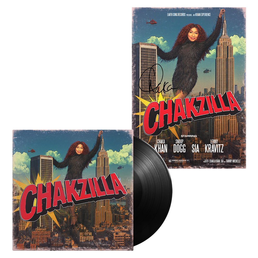 CHAKA KHAN CHAKZILLA ALBUM BLACK ECO LP + SIGNED A4 PRINT