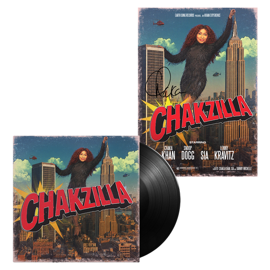 CHAKA KHAN CHAKZILLA ALBUM BLACK ECO LP + SIGNED A4 PRINT